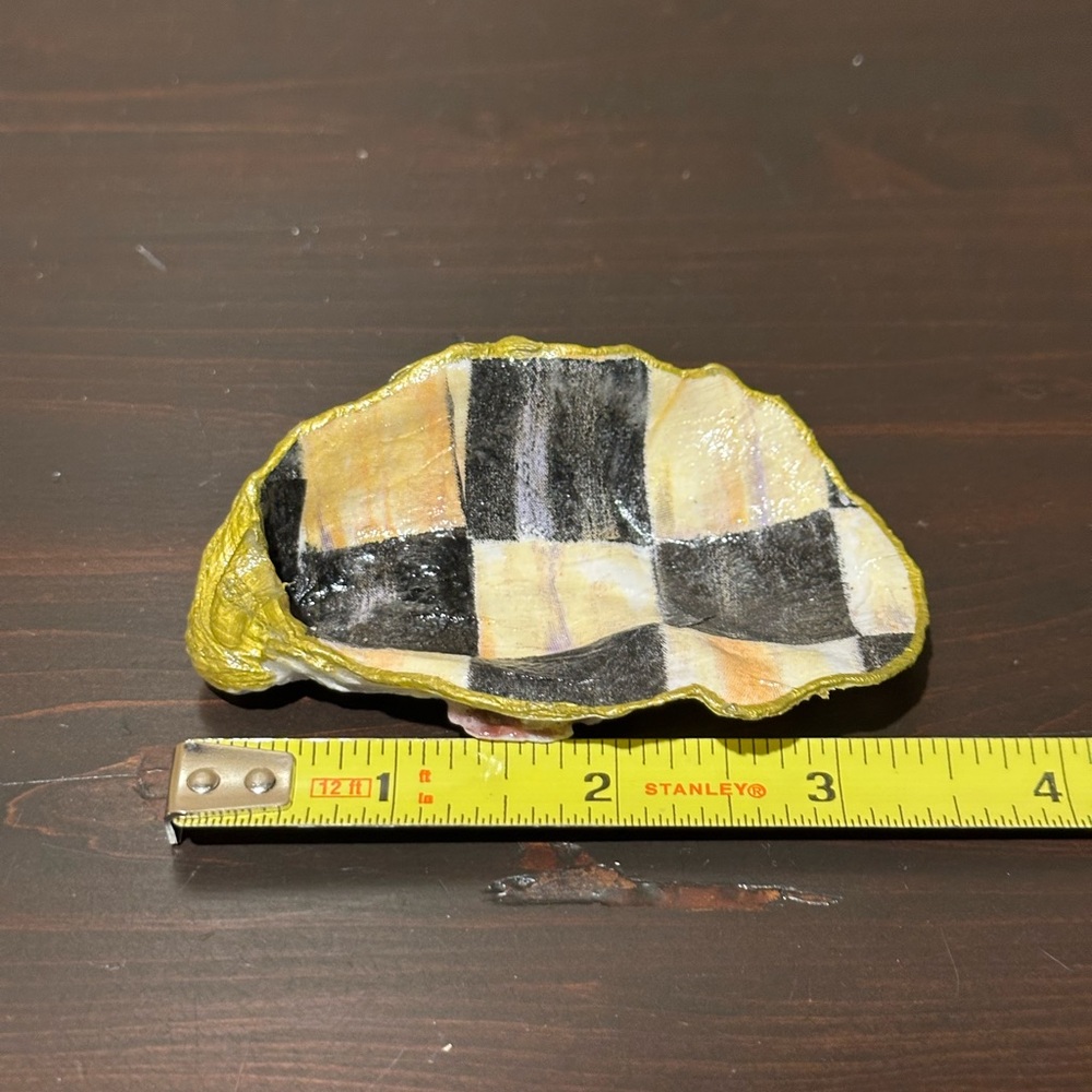Handmade decoupage catch all shells in Mackenzie Childs patterns. - Picture 7 of 11